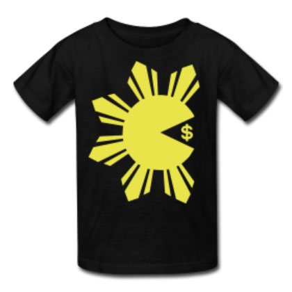 Pacman Pacquiao Eating Money Kids Tee Shirt in Black by AiReal